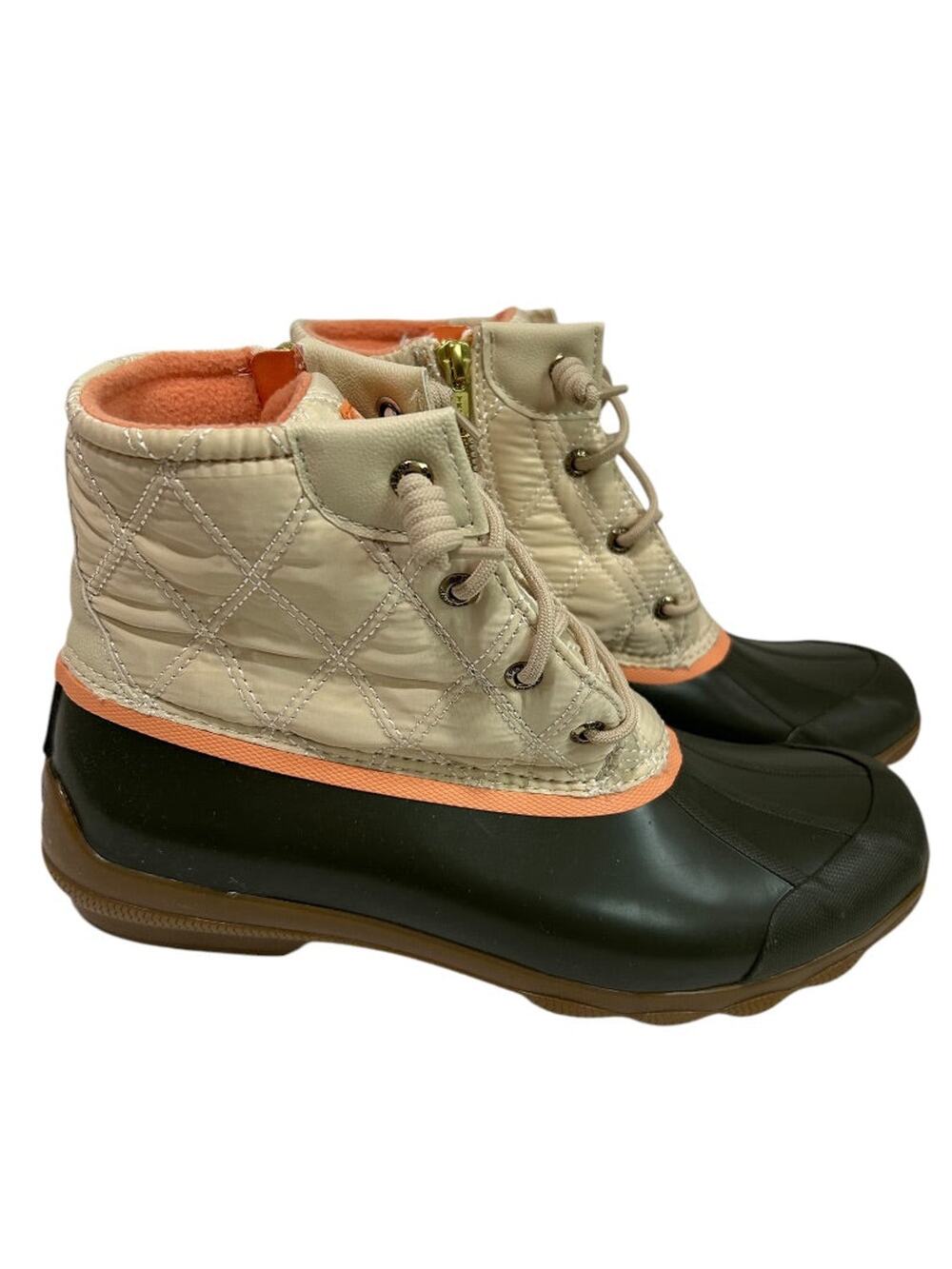 Size 11 Sperry Womens Syren Gulf Quilted Nylon Pop Angora Duck Boots STS86880